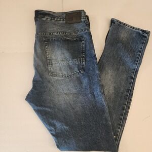 D36 PacSun Stacked Skinny Distressed Jeans Mens 34x32 Ankle Zip Ripped Denim